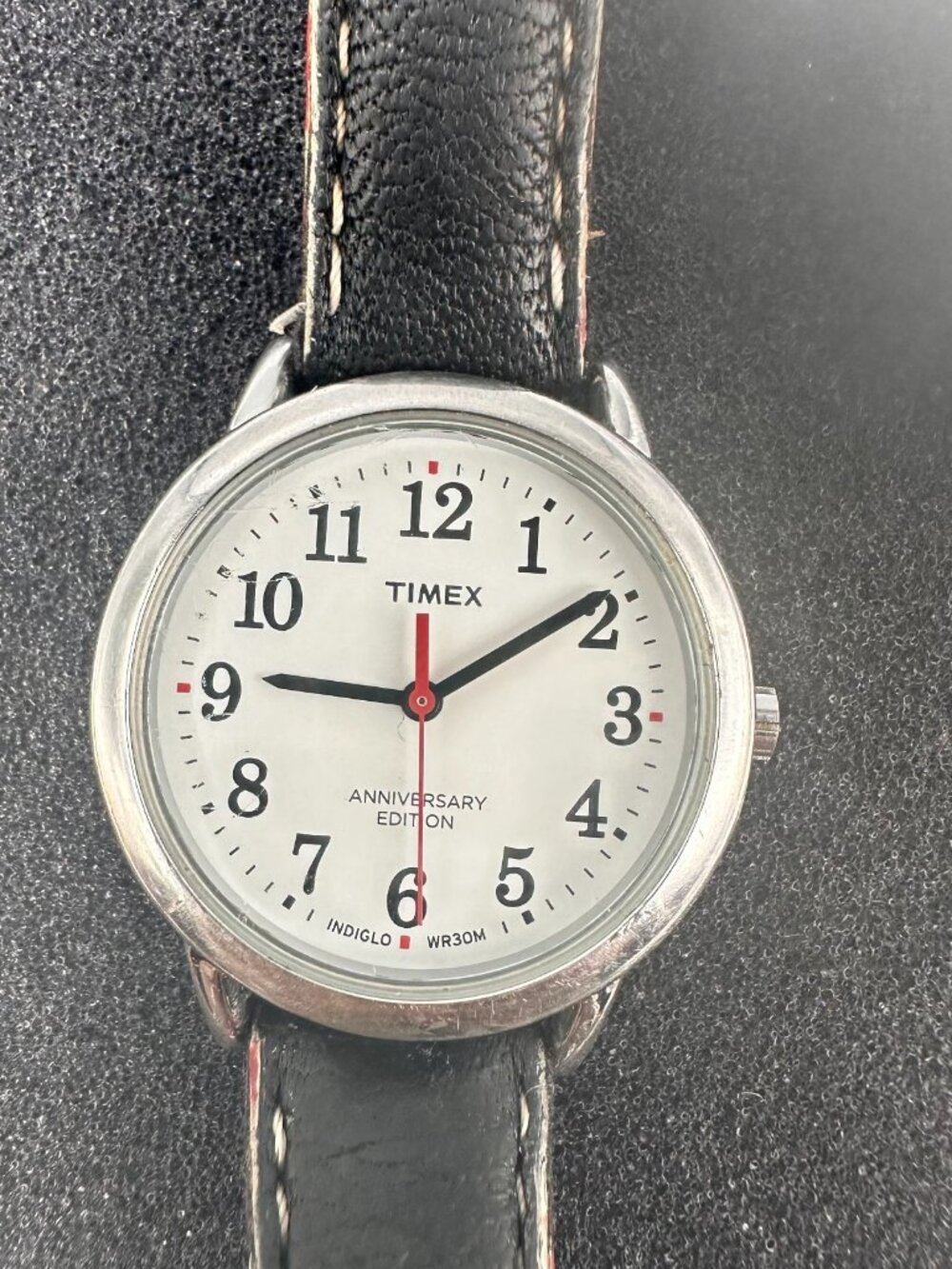 Timex Indiglo Watch Womens Anniversary Edition Black  Leather Band New Battery